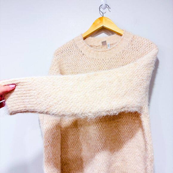SIMONS Beige textured knit sweater | Soft cozy wool blend pullover | Medium * - Picture 6 of 8